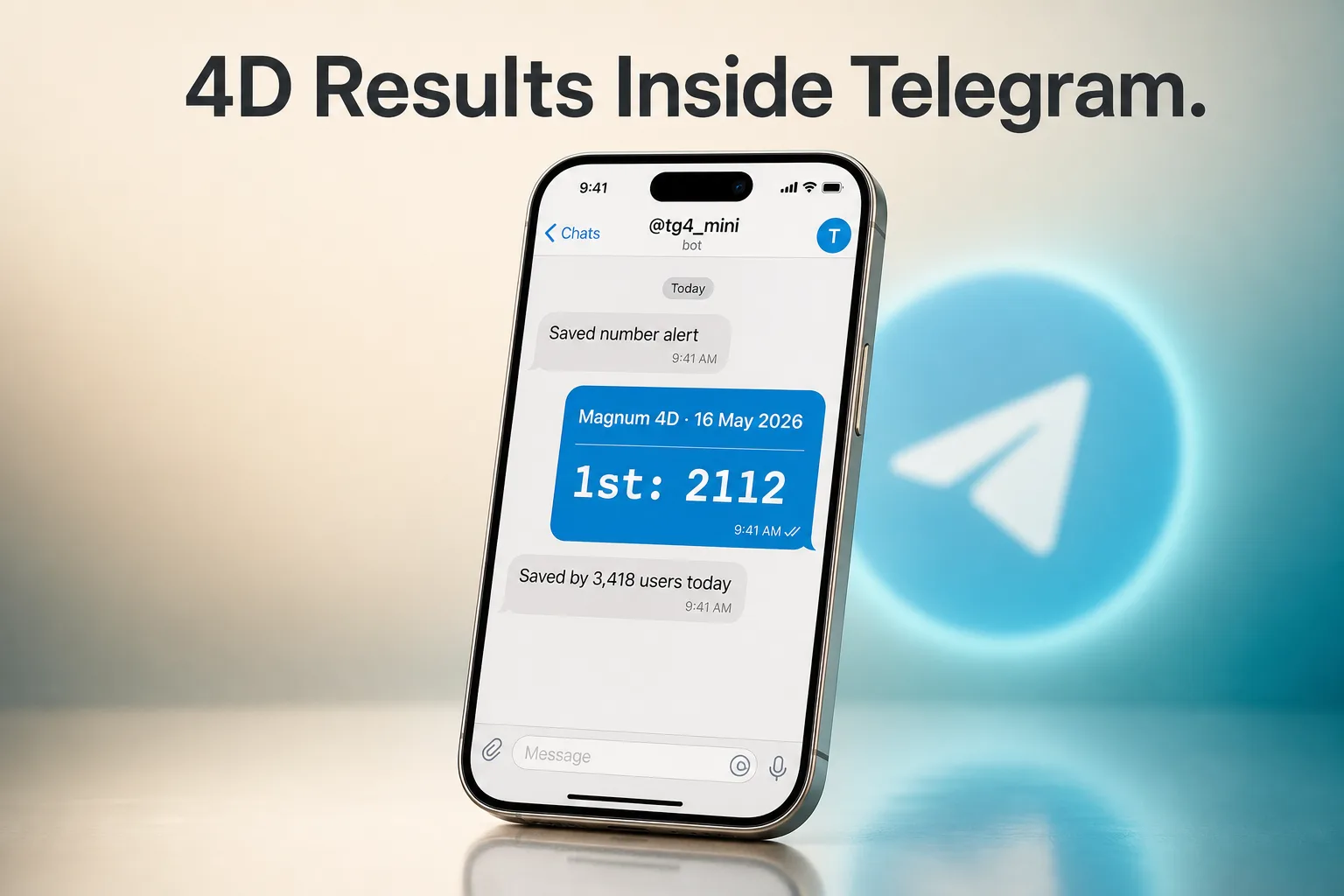 4DMini Telegram Mini App — saved-number alerts on iPhone
